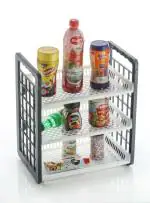 Inditradition 3 Layer Slim & Sleek Multi Storage Organizer Rack for Dining, Kitchen, Bathroom (34x22x40 cm, White/Grey, Plastic)