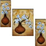 Indianara 3 PC SET OF BEAUTIFUL LILLY FLOWERS MDF PAINTING (3494 FLa) WITHOUT GLASS Digital Reprint 12 inch x 18 inch Painting (Without Frame, Pack of 3)