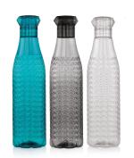 RANDAL Daily Use Water Bottle set for Fridge, Home, Kitchen, Office, Gym, School, Outdoor, Etc, Plastic Water bottle 1 Litre, PET Material, 1000 ml, Multicolour, Set of 3pcs