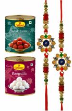 Haldiram's Nagpur Rasgulla and Gulam Janmun Tin (Combo Pack)(1kg*2) With Premium 2 Rakhi