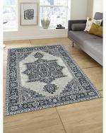 Status Contract Kashmiri Grey Polyester 3D Printed Rugs Carpet For Living Area,Bedroom And Dining Table Floor With Anti Slip Backing - 5 x 7 Pack of 1