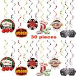 Festiko 30 Pieces Casino Theme Party Decorations Poker Hanging Swirls Casino Birthday Party Decorations Poker Swirl Garland Poker Hanging Decorations