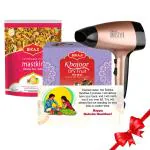 Bkaji Aslee Bikaneri & Roots - Khajoor Burfi 250 Gm | Mastkin 350 Gm | Hair Dryer HSD2 | Greeting Card