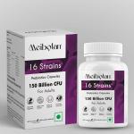 Meibotan No1 Probiotic Supplement Designed by Scientist CSIR IMTECH Probiotics 150 Billion CFU For Men & Women with 16 Strains - Stimulates the immune system Digestion Immunity Support- 60 Veg Capsules
