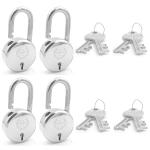 Harrison Padlocks/Round Padlock 60mm 6 Lever with 2 Keys J-6-0264 Pack of 4/ Mild Steel Material/Bright Chrome Polished Finish/Door Lock, Shutter Lock, Godown Lock, gate Lock