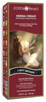 Surya Brasil Light Brown Hair Color | Semi Permanent No Ammonia | Plant Extracts Henna Cream 70Ml