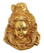 P.J. HANDICRAFTS Brass Metal Statue of Shiva Face Wall Sculpture Wall Hanging - Wall Decor Gift Yellow Size-5 inch