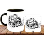 Whats Your Kick Jeep Sketch Printed Black Caremic Coffee Mug With Desky 325 ML