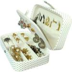 Aavni Portable Dot Rexin Earring Plate Holder Rings box for Girls & Women Special Vanity Box (White)