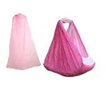 Beetot New Born Baby Swing Cradle (Jhula)|Cradle Cloth, Removable Mattress Bed, And Mosquito Net (No Any Hanger Or Spring|Weight Capacity Up To 20Kg|Age From 0-12 Months|Cradle (Dark Pink) - Cotton