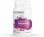 Ambrosial Selenium Tablets 200mcg | High Strength Selenium Supplements | Thyroid Support Supplement | Supports Immune System, Healthy Hair, Skin & Nails (Pack of 1-60 Capsules)