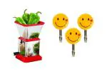 Blue Wonder Stainless Steel Chilly Cutter Cutter With 1 Set Smiley Hooks and (Multicolour, Pack of 2)