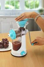 DP FASHION Fruit & Vegetable Steel Handle Juicer, Blue Hand Big Juicer for Fruits and Vegetables with Steel Handle Vacuum Locking System Manual Juicer Machine for Kitchen Juice Maker Carrot Apple Orange All Fruits Vegetables Juice Maker