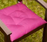 Lushomes Fuchsia Pink Water Resistant Dining Chair Pad Cushion with 5 Knots and Velcro 16 inch x 16 inch (Pack of 2)