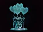 Risentshop Multicolor Acrylic Happy Birthday 3D Illusion Rgb 7 Colour Changing Led Plug And Play Night Lamp, 10 Cm