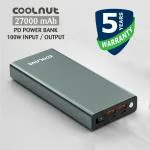Coolnut 27000 mAh Fast Charging Power Bank 100W with 100 Watt Charger with LED Display for iPhone, Samsung, One Plus, Dell, Lenovo, HP, MacBook Pro and All Smartphones
