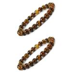 P M TRADERS Bracelet, Crystal Bracelet Red Tiger Eye Bracelet Crystal Gem Stone 8mm Beads Bracelets (Multi) (Pack of 2)