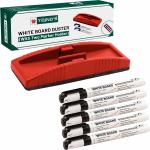 YAJNAS Non Magnetic Premium White Board Duster And Marker| Dry Erase Whiteboard Eraser for Erasing White Board Marker or Chalkboard Writing - (Pack of 1 Duster And 5 Marker, Multicolor) Dusters (Multicolor)