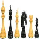 SOUVNEAR Premium Wooden Chess Pieces with Extra Queens, King Height - 4.50 Inches, Ebony and Box Wood, Model-1