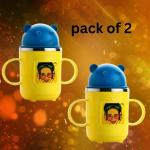pelton Kids Double Wall Inner Stainless Steel Mug Food Grade Two Handles Lid Toy Cartoon(pack of 2)