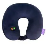 VIAGGI Battery Powered Microbeads Neck Massager Pillow for Shoulder & Neck Pain Relief Vibrating U Shape Massage Pillow for Office, Home, Car, Travel Pillow - Navy Blue