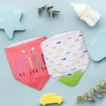 Baby Moo Feeding Bandana Bibs Pack Of 2 Mice Printed Red And White