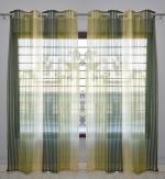 Homefab India 152.5 cm (5 ft) Polyester Window Sheer Transparent Curtain (Pack Of 2) (Striped, Green)