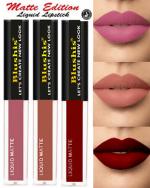 BLUSHIS Non Transfer Insta Beauty Waterproof Long-lasting Sensational Liquid Matte Lipstick Combo Pack Of 3 (Multicolor)