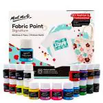 Mont Marte Fabric Paint Set 20pc x 20ml, Black,Gold,Green,Pink,Purple,Red