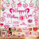 Zyozique Mother's Day Decorations Kit | Mother's Day Party Favors Decorations Set Includes Mother's Day Banner, PhotoBooth Props & Swirls Hanging (Pack of 36)