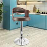 TAPODHANI Swivel Computer Stool, Height Adjustable Bar Stools, Chairs with Backrest, Brown-1 Pcs