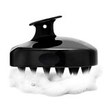 Fubura Hair Scalp Massager Shampoo Brush Ultra Long Soft Silicone Bristles Exfoliating Ergonomic Comb for Dandruff Anti Dandruff, Thick Curly Hair for Men Women (Black)