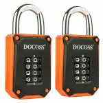 DOCOSS Strong Number Locks For Door / Combination Lock Padlock / Door Combination lock ,Pad Lock ,Gate Lock, Gym Locker Lock ,Locks For Main Gate (Orange Black (2 PACK)