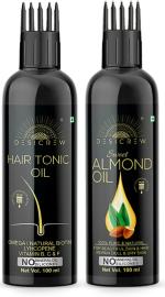 Desi Crew 100 Percent Pure Hair Tonic and Almond Hair Oil 100 ml (pack of 2)
