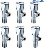 BathonixStrength Silver Stainless Steel Angle Cock Valve - Wall Mount Installation Type (Pack Of 6)