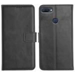 Orosky Oppo A12 Flip Cover Case | Hand Stitched | Shockpooof | Wallet Style Leather Flip Back Cover for Oppo A12 (Black)