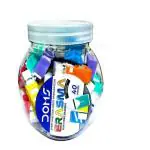 Doms Erasma Color Long Eraser Jar Pack | Non Toxic & Safe for Childrens | Dust Free & Smooth Erasing | for School & Stationery Use | Set of 40 Colorful Erasers