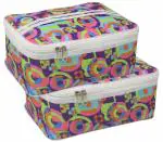 atorakushon Nylon Travel Makeup Bag,Large Capacity Cosmetic Bags Jewellery Organisers for Travel Women, Portable Pouch Toiletry Bag Organizer with Handle, Pack of 2 (Multicolor)