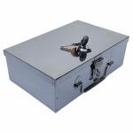 GinoSet Stainless Steel Storage Boxes, Cash Box, Pooja Peti, Vanity,Safe Locker Box -10 Inch Storage Box (With Pre fited Lock And 2 key)