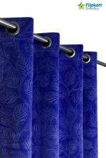 Flipkart Smartbuy Blue Self Design Velvet 5 Ft Blackout Window Curtain