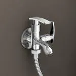 Plantex Two Way Tap for Washing Machine/Quarter Turn 2-way Bibcock Water Tap/Washbasin tap with Wall Flange & Teflon Tape/Bathroom tap-(SMR-1265-Chrome)