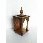 Anand Art And Craft Handpainted Brown Wood Handcrafted Temple Housewarming Mandir, 5.5 X 5.5 X 11 Inch
