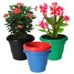 Kuber Industries Solid 2 Layered Plastic Flower Pot|Gamla|Flower Pots for Garden Nursery,Home Décor,8