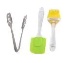 Urban Buy Stainless Steel Momo Tong with Silicon Basting Big Spatula Set and Multicolour, Pack of 2