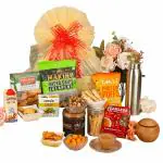 The Gift Tree Borosil SS Bottle, Popcorn, Nacho Chips, Cookies and Almond Milk Gift Hamper (Pack of 10)