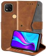 Autofocus Faux Leather Back Case Flip Cover for Mi Redmi 9C, Redmi 9C with ID Card Slot | Foldable Stand | 2 Card Slot | 1 Cash Slot | Magnetic Closure - Executive Brown, 21440