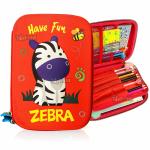 Toyshine Red Zebra Hardtop Pencil Case with Compartments