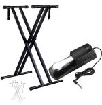 Corslet Piano Stand Keyboard Stands 61 Keys Dual Braced Support Legs Adjustable Piano Keyboard Stand Locking Straps 54 76 88 Key Electronic Piano Stand Universal Keyboard Musical Instrument Accessories Sustain Pedal for Keyboard Piano Universal Foot Pedal