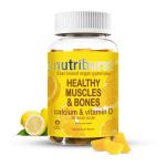 NUTRIBURST Healthy Muscles & Bones | UKs Most Trusted Brand | Calcium & Vitamin D Gummies |For Bone & Muscle Support, Boosts Immunity | VEGAN AND SUGAR-FREE | Tasty Lemon-Flavored Gummies | Pack of 30