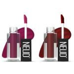 NEUD Matte Liquid Lipstick Combo - Mauve-a-Licious and Red Kiss With Two Lip Gloss Free